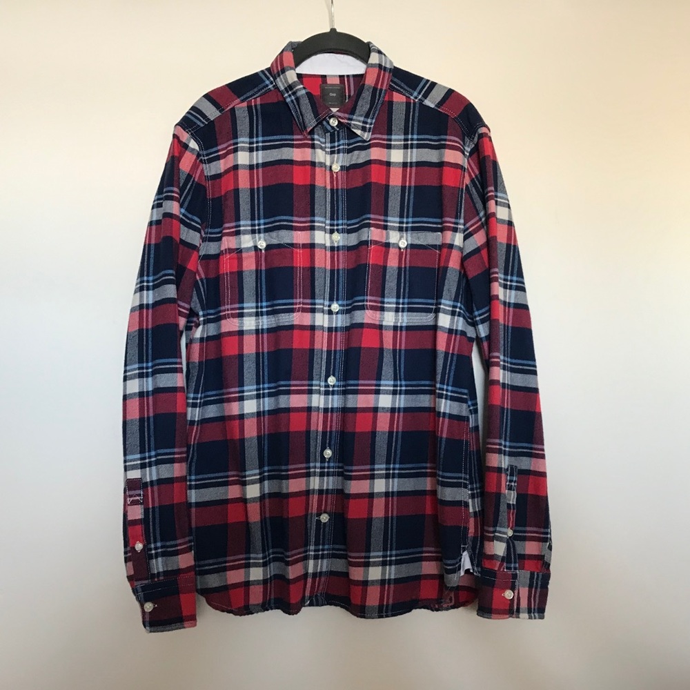 GAP Long Sleeve Button Front Plaid Flannel Medium